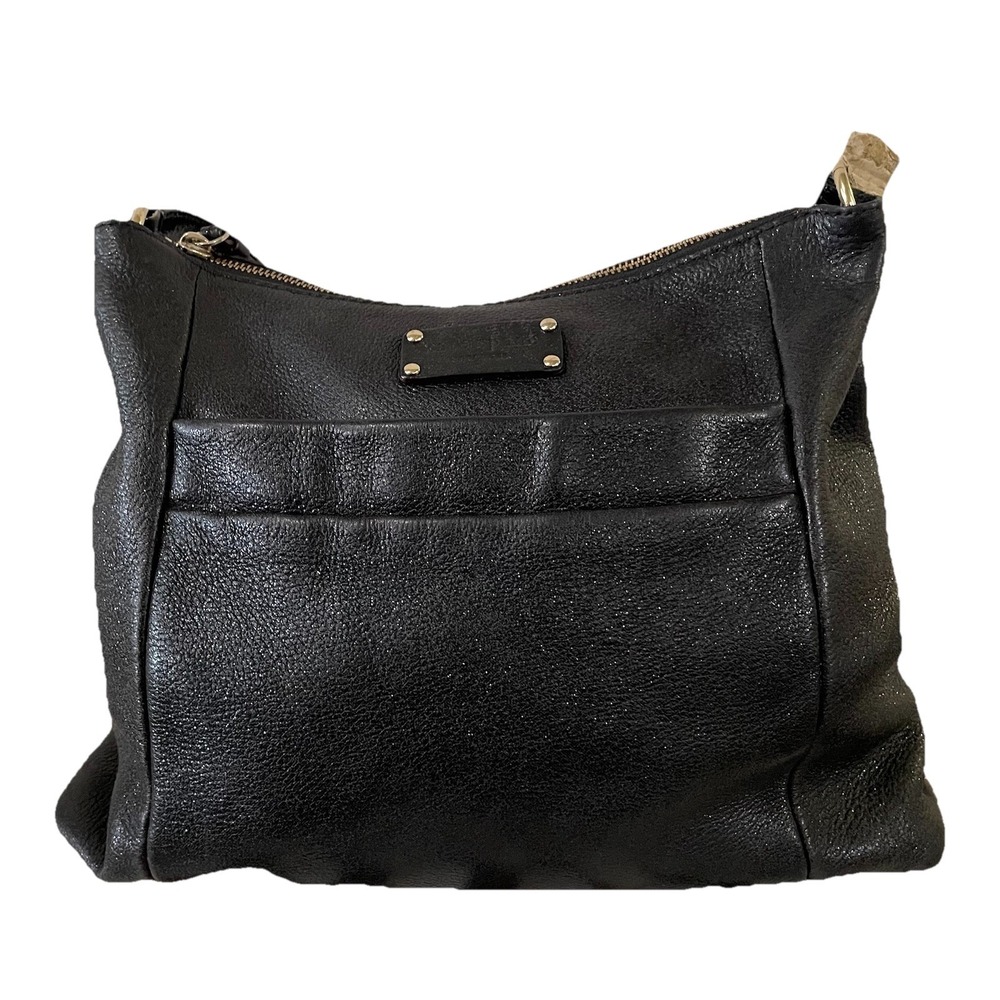 Kate Spade New York Black Pebbled Leather Shoulder Bag Glimmer Top Zip Tote READ